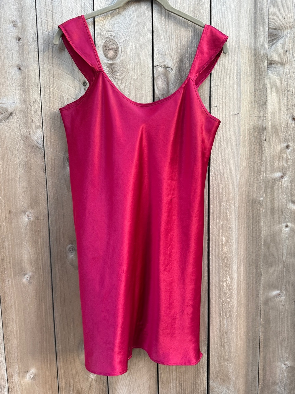 Woolworths Burgundy Satin Slip Dress Scoop Neck Retro Size 16 GUC
